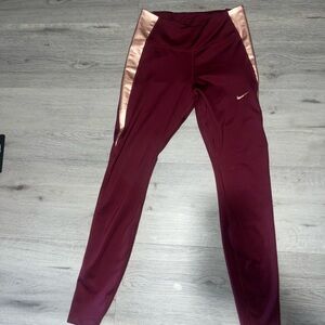 Nike Burgundy and Rose Gold Leggings